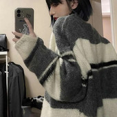 Svītrains sieviešu džemperis rudens ziemas džemperi korejiešu stila trikotāžas apģērbi ar garām piedurknēm trikotāžas modes sieviešu džemperi 2023