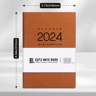 2024 angol napirend könyv vonalas A5-ös jegyzetfüzet időbeosztás napi tervező naptár folyóirat üzleti iroda