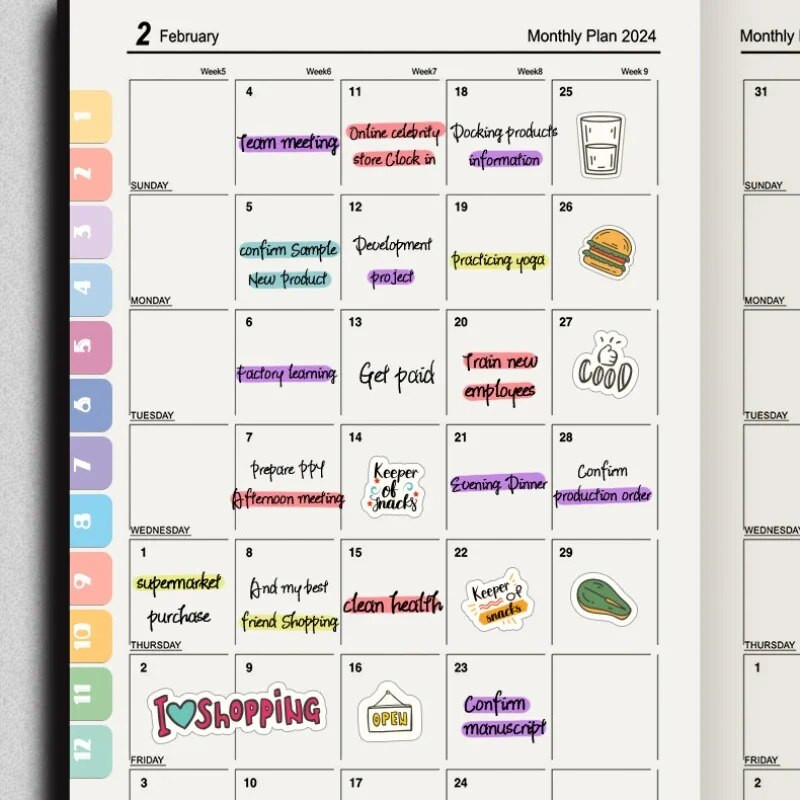 2024 angol napirend könyv vonalas A5-ös jegyzetfüzet időbeosztás napi tervező naptár folyóirat üzleti iroda