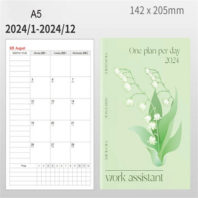 2024. gada dienas kārtības grāmatu grafiks A4 A5 piezīmju bloknoti Radošs ziedu rakstu plānotājs Atgādinājums Grafiks Galds Datumi Dienasgrāmatas Plānotājs Piezīmju grāmatiņa