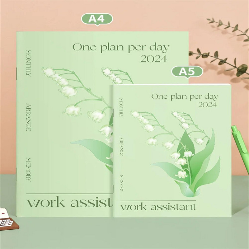 2024. gada dienas kārtības grāmatu grafiks A4 A5 piezīmju bloknoti Radošs ziedu rakstu plānotājs Atgādinājums Grafiks Galds Datumi Dienasgrāmatas Plānotājs Piezīmju grāmatiņa