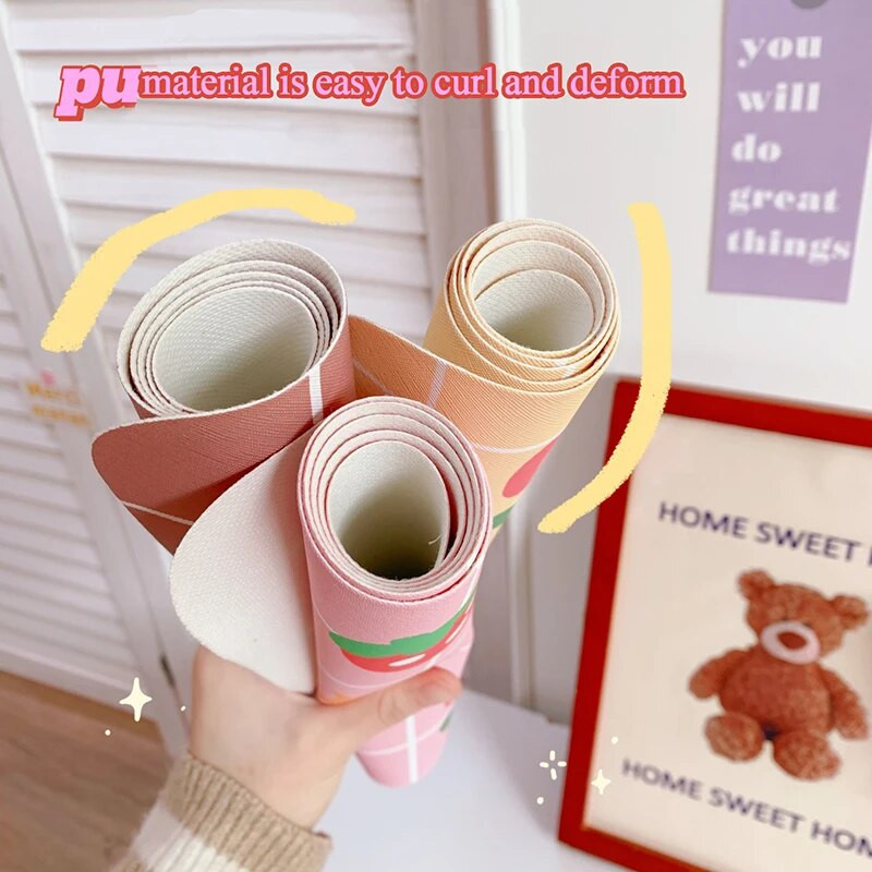 Liels multfilmas rozā peles paliktnis, jauks Kawaii XXL spēļu peles paliktnis, gumijas bloķēšanas mala, liels moderns klēpjdatora piezīmjdatora galda paklājiņš