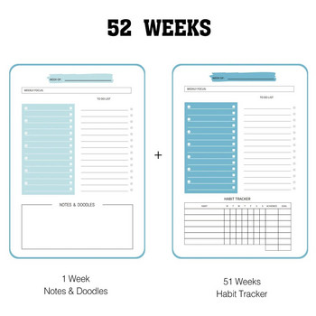 2023 Weekly Planner A5 Spiral Binder Notebook 52 Weeks Дневник График Организатор Дневник Журнал Канцеларски материали Офис Училищни пособия