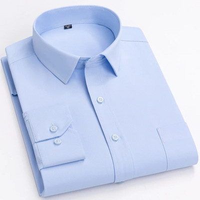 2023. gada klasiski vīriešu kleitu krekli ar garām piedurknēm ar apdruku ar vienu uzliku kabatu biznesa biroja krekls