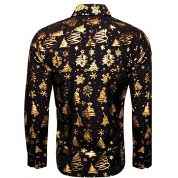Μοντέρνο ανδρικό πουκάμισο 2024 υψηλής ποιότητας με χρυσό πουκάμισο με κουμπιά, χριστουγεννιάτικα μακρυμάνικα μπλουζάκια σχεδιαστών Ανδρικά ανδρικά μπλουζάκια με πέτο