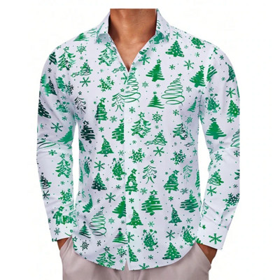 2024. gada augstas kvalitātes moderns vīriešu krekls ar pogas pogu Zelta krekls ikdienas dizaineru Ziemassvētku topi ar garām piedurknēm Vīriešu topi ar atloku