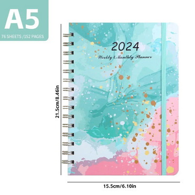 2024 A5 angol tervező Jegyzetfüzet Heti Tervező Napirend Cél Szokás Ütemezés Folyóirat Jegyzetfüzet Irodaszerek Irodai tanszerek