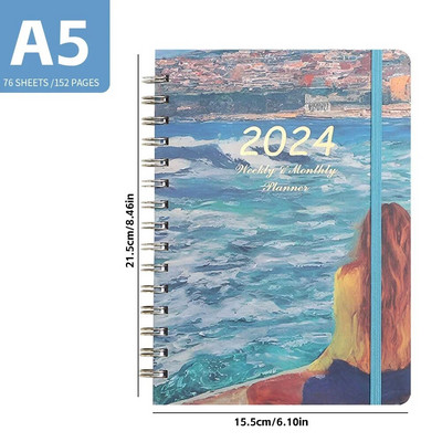 2024 A5 angol tervező Jegyzetfüzet Heti Tervező Napirend Cél Szokás Ütemezés Folyóirat Jegyzetfüzet Irodaszerek Irodai tanszerek