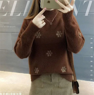 2023. gada jauns sieviešu džemperis ar apkakli, Merino vilnas sieviešu trikotāžas džemperis ar garām piedurknēm džemperis Trikotāžas apakškrekls