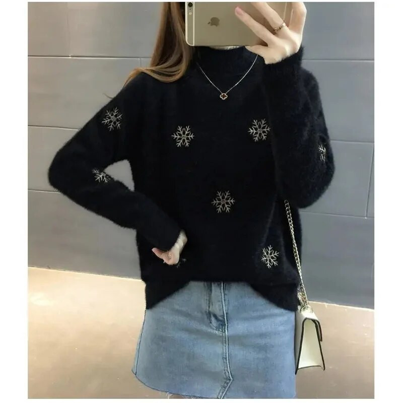 2023. gada jauns sieviešu džemperis ar apkakli, Merino vilnas sieviešu trikotāžas džemperis ar garām piedurknēm džemperis Trikotāžas apakškrekls