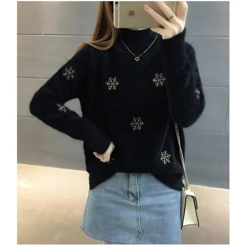 2023. gada jauns sieviešu džemperis ar apkakli, Merino vilnas sieviešu trikotāžas džemperis ar garām piedurknēm džemperis Trikotāžas apakškrekls