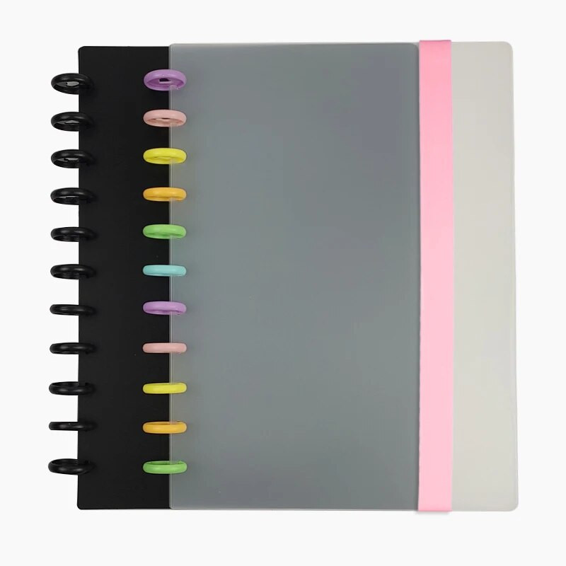 DIY A4 piezīmjdatoru komplekts Sēņu caurums Piezīmju grāmatiņas vāks Iesiešanas diski Sprādze elastīga siksna Vienkārša koledžas biroja dienasgrāmata skolas piederumi