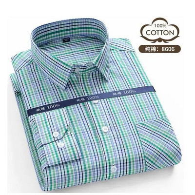 100% kokvilnas vīriešu Oksfordas kokvilnas krekls ar garām piedurknēm Ikdienas slaidas pogas Plaids krekls Vīriešu darba krekli Kleitas krekls Liela izmēra