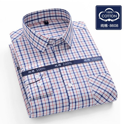 100% kokvilnas vīriešu Oksfordas kokvilnas krekls ar garām piedurknēm Ikdienas slaidas pogas Plaids krekls Vīriešu darba krekli Kleitas krekls Liela izmēra