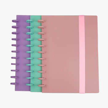 Подвързване с дупка на гъба A4, цветен дневник с отпуснати листове, корица с еластична каишка, 11 бр. дискове за подвързване, бележник за сглобяване „направи си сам“