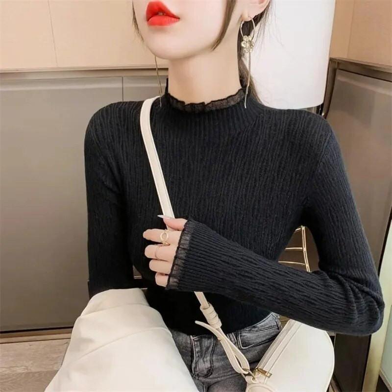 2023-as új, őszi, téli női, fél hosszúnyakú pulóver kötött pulóverek tömör laza kasmír pulóverek alsó pulóverek, puha húzás