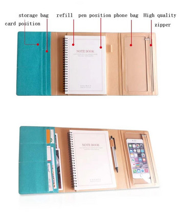 A5 Loose-leaf Creative Notebook Мултифункционален намотка Notepad Комплект бизнес подаръчни кутии Ръчна сметка Кожен калъф Калъф за тефтер