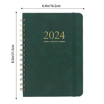 2024 Weekly Planner Full English Agenda Book A5 PU Planner Office Time Management Personal Appointment Journal