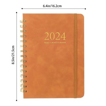 2024 Weekly Planner Full English Agenda Book A5 PU Planner Office Time Management Personal Appointment Journal