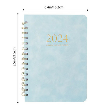 2024 Weekly Planner Full English Agenda Book A5 PU Planner Office Time Management Personal Appointment Journal