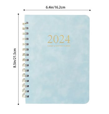 2024 Weekly Planner Full English Agenda Book A5 PU Planner Office Time Management Personal Appointment Journal