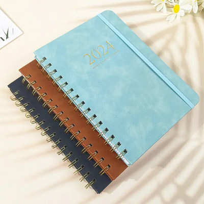 2024 Weekly Planner Full English Agenda Book A5 PU Planner Office Time Management Personal Appointment Journal