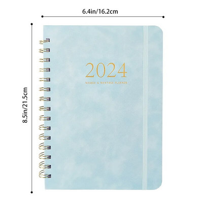 2024 Weekly Planner Full English Agenda Book A5 PU Planner Office Time Management Personal Appointment Journal