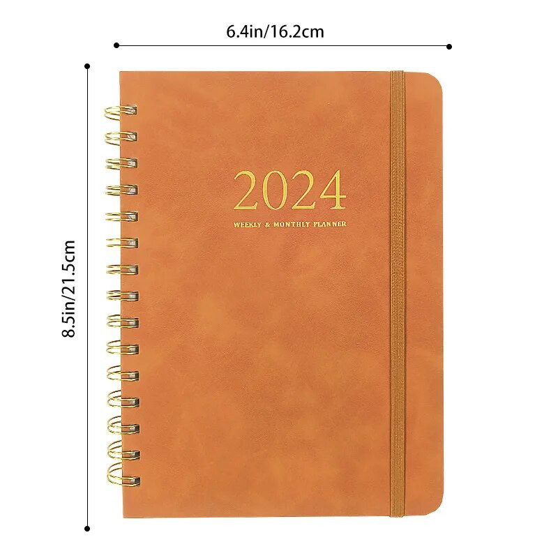 2024 Weekly Planner Full English Agenda Book A5 PU Planner Office Time Management Personal Appointment Journal