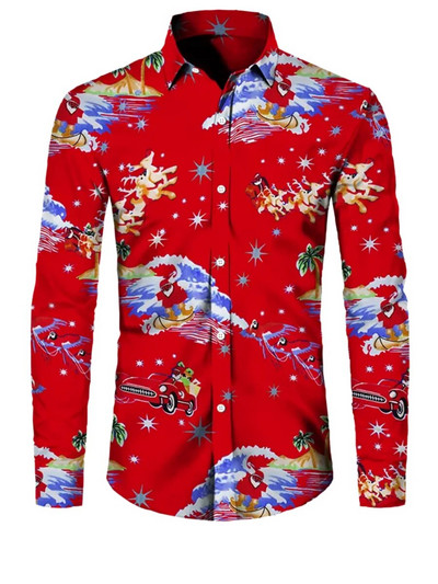 2023. gada smieklīgi Ziemassvētku tēmas 3D drukas vīriešu krekli Ikdienišķs ielu apģērbs ar garām piedurknēm, topi Unisex brīvdienu ballītei, elegants havajiešu krekls