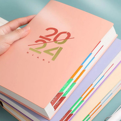 2024 Jan-Dec Planner Σημειωματάριο Ισπανικής/Αγγλικής Γλώσσας A5 PU Δερμάτινο εξώφυλλο Σχολικό Πρόγραμμα Ατζέντας Εβδομαδιαίο Μηνιαίο Ημερολόγιο Οργάνωση