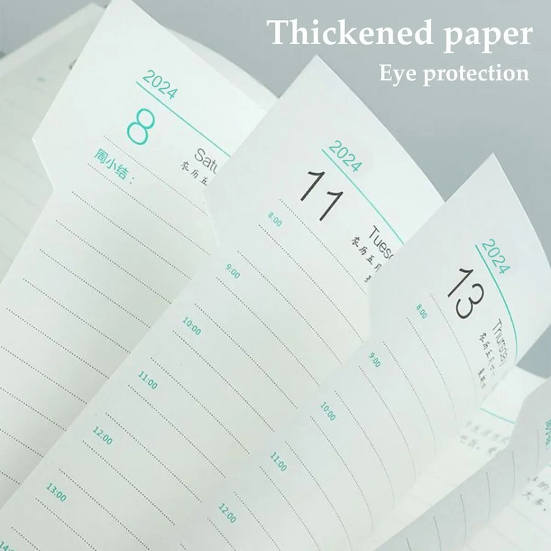 2024 Jan-Dec Planner Σημειωματάριο Ισπανικής/Αγγλικής Γλώσσας A5 PU Δερμάτινο εξώφυλλο Σχολικό Πρόγραμμα Ατζέντας Εβδομαδιαίο Μηνιαίο Ημερολόγιο Οργάνωση