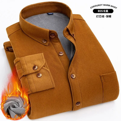 2024. muška topla karirana flis velika veličina, klasičan stil, debela baršunasta ležerna košulja standardnog kroja, odjeća marke Plus L-6XL