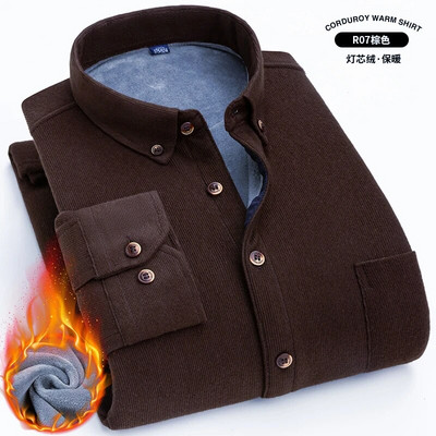 2024. muška topla karirana flis velika veličina, klasičan stil, debela baršunasta ležerna košulja standardnog kroja, odjeća marke Plus L-6XL