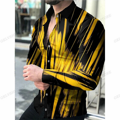 Havaju salu krekli ar garām piedurknēm Vīriešu modes krekls Luksusa Eiropas stila blūze Zelta pludmales blūze Vīriešu apģērbi Aicinājums Camisas Vīriešu