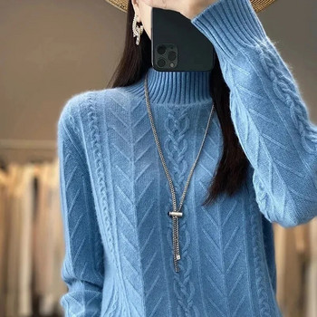 Γυναικεία πουλόβερ με ζιβάγκο Χειμώνας 2023 Νέα μακρυμάνικη κορυφαία κορεατική μόδα ΧΑΛΑΡΑ Πλεκτό πουλόβερ Υπερμεγέθη γυναικεία ρούχα άλμα