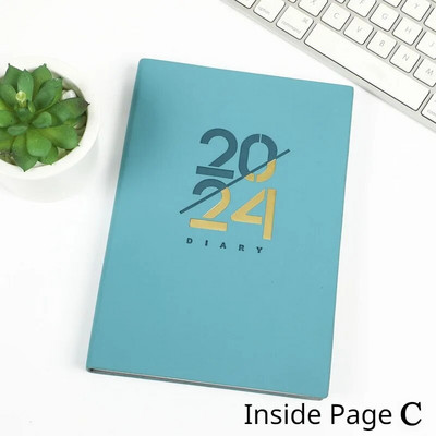 2024-es napirend spanyol nyelven, belső oldal Puha bőr A5-ös jegyzetfüzet, napi terv és napirend jegyzettömb, 365 napos naptár irodai írószerek