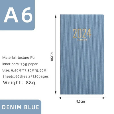 2024. gada A6 piezīmjdatoru piezīmju grāmatiņa Ikdienas nedēļas darba kārtības plānotājs Piezīmju grāmatiņas Kancelejas piederumi Biroja skolas piederumi