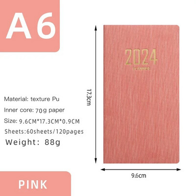 2024. gada A6 piezīmjdatoru piezīmju grāmatiņa Ikdienas nedēļas darba kārtības plānotājs Piezīmju grāmatiņas Kancelejas piederumi Biroja skolas piederumi