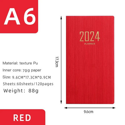 2024. gada A6 piezīmjdatoru piezīmju grāmatiņa Ikdienas nedēļas darba kārtības plānotājs Piezīmju grāmatiņas Kancelejas piederumi Biroja skolas piederumi