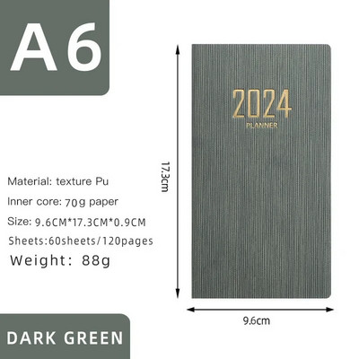 2024. gada A6 piezīmjdatoru piezīmju grāmatiņa Ikdienas nedēļas darba kārtības plānotājs Piezīmju grāmatiņas Kancelejas piederumi Biroja skolas piederumi