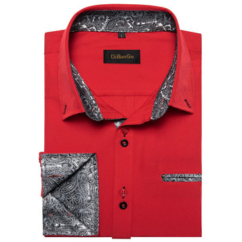 Луксозна дизайнерска мъжка червена риза, памук, полиестер, контрастни шевове, социална ежедневна рокля, риза, блузи, мъжко облекло за парти