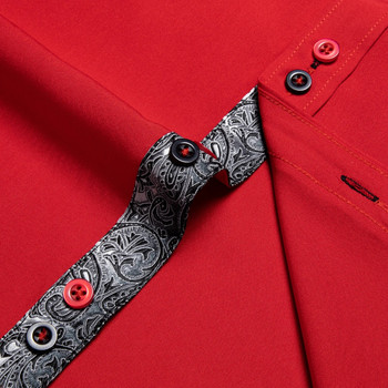 Луксозна дизайнерска мъжка червена риза, памук, полиестер, контрастни шевове, социална ежедневна рокля, риза, блузи, мъжко облекло за парти