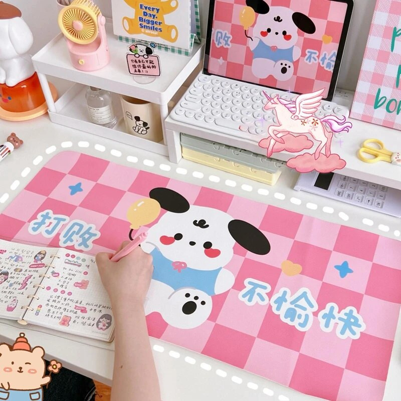 Kawaii aranyos rajzfilm nyúl medve asztali szőnyegpadok asztali egérpad Számítógép billentyűzet pad Íróasztal nagy szőnyeg diák írószerek