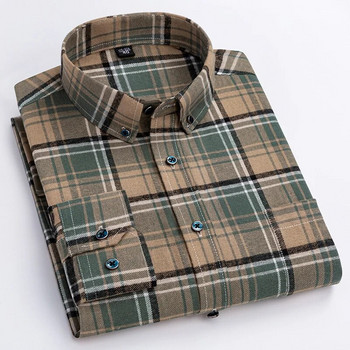 Нови карирани фланелени ежедневни ризи за мъже, есен, зима, дълъг ръкав, стандартна кройка, класическа карирана бизнес риза, мъжки дрехи