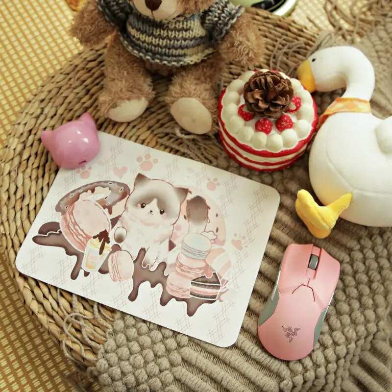 Kawaii Cat Mouse Pad Girl Cute Literary Cartoon Σετ Gamer Office Πατάκια γραφείου υπολογιστή Παχύ αντιολισθητικό αδιάβροχο χαλάκι πληκτρολογίου