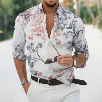 Летни хавайски флорални ризи за мъже 3d Плажни ваканционни дълъг ръкав Големи тениски 5xl Горна тениска за мъже Tropical Luxury Camisa