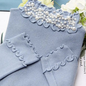 Naiste kampsun, kaelusega pärlitega kampsun, 2023. aasta uus mood, sügistalvine pikkade varrukatega Korea pullover, naiste kudum