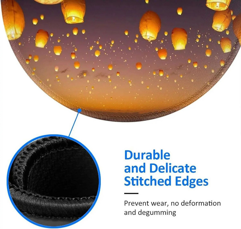 Hiina lendavad laternad hiirematt libisemiskindla kummist alusega Armas ümmargune hiirematt sülearvuti jaoks kontorikontori kingitused koju 7,9x7,9 tolli