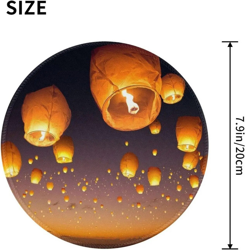 Hiina lendavad laternad hiirematt libisemiskindla kummist alusega Armas ümmargune hiirematt sülearvuti jaoks kontorikontori kingitused koju 7,9x7,9 tolli