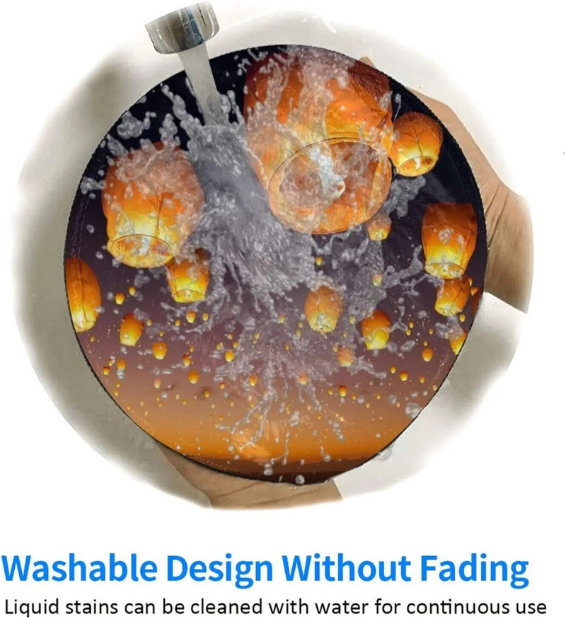 Hiina lendavad laternad hiirematt libisemiskindla kummist alusega Armas ümmargune hiirematt sülearvuti jaoks kontorikontori kingitused koju 7,9x7,9 tolli